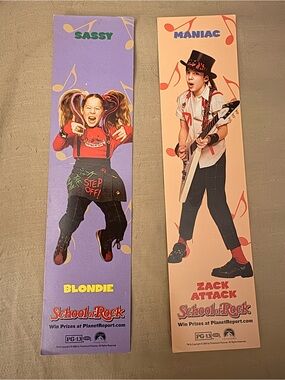 School of Rock Blondie & Zack Attack Character Bookmarks - 2003 Movie Promo